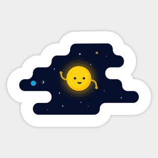 Kawaii Sun In Space T-Shirt Sticker